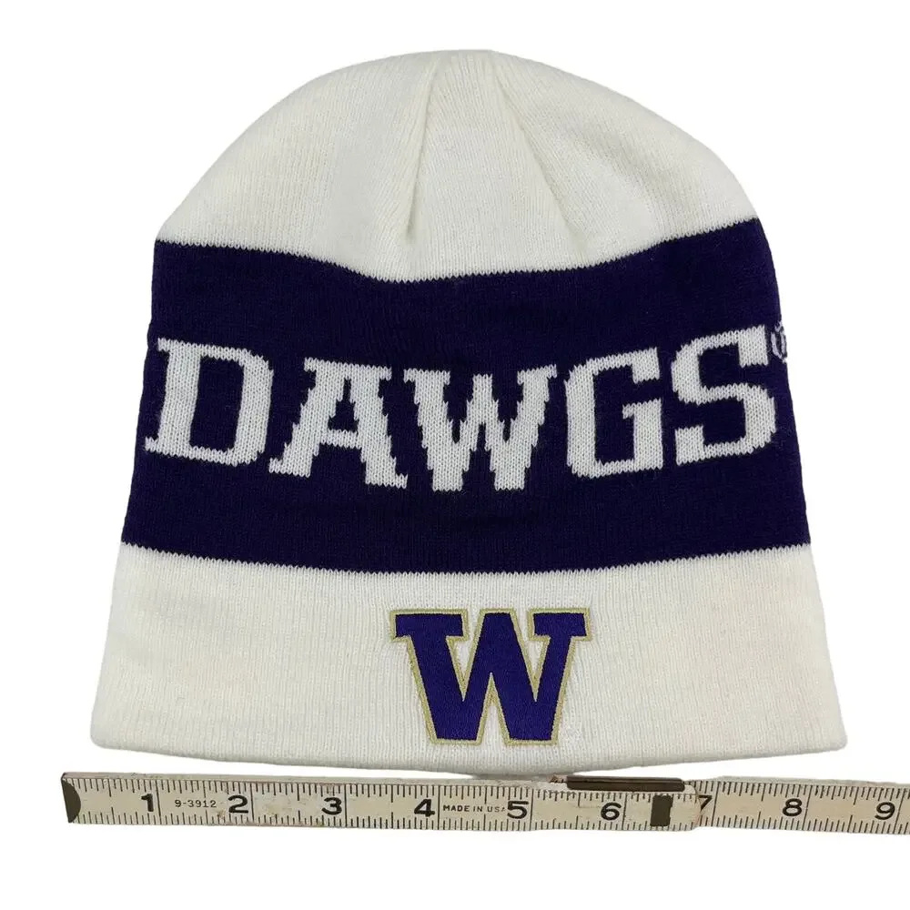 Washington Huskies Dawgs Knit Beanie Hat Adidas White Purple OS NWOT